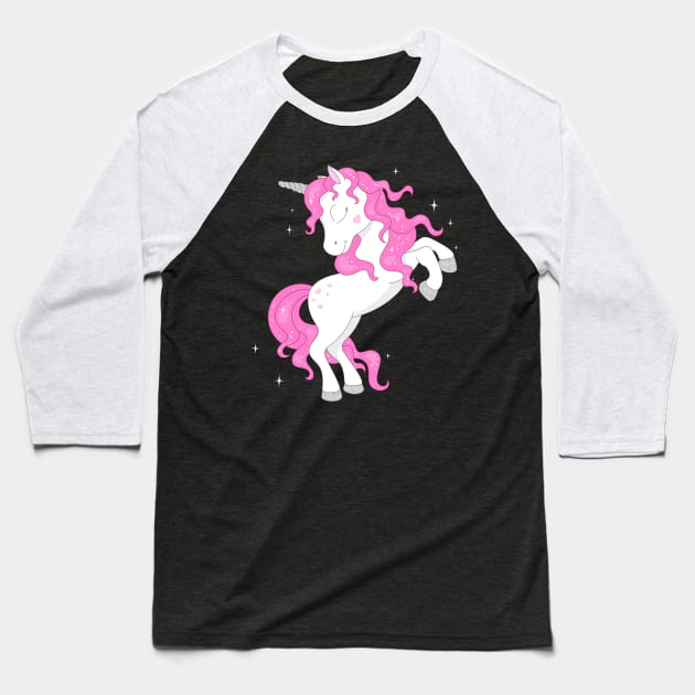 Pink Unicorn Cute Baseball T-Shirt by Imutobi